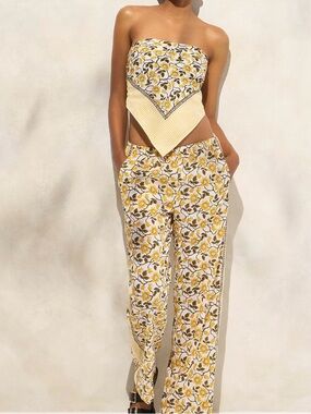 J. Crew Cotton voile bandana top in daffodil daze block print